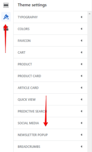 Newsletter popup (Settings path)