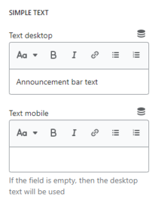 Announcement bar (Simple text)