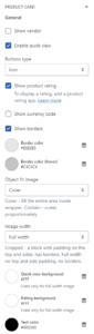Product card settings (General)
