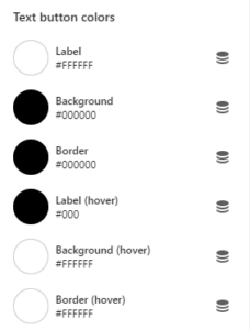 Product card settings (text button colors)