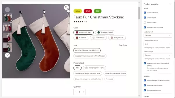 Product template (Media. Thumbnails position)