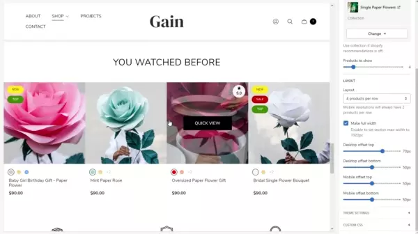 Product recommendations (layout. layout)