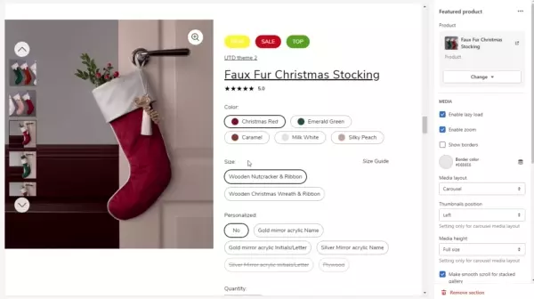 Featured product (Media. Thumbnails position)