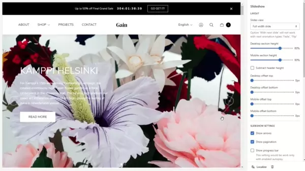 Slideshow (Layout. Subtract header height)