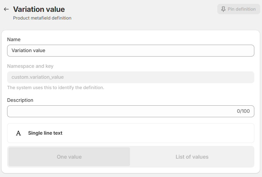 one value