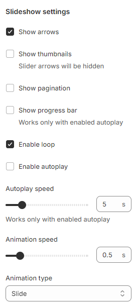 Slideshow-settings