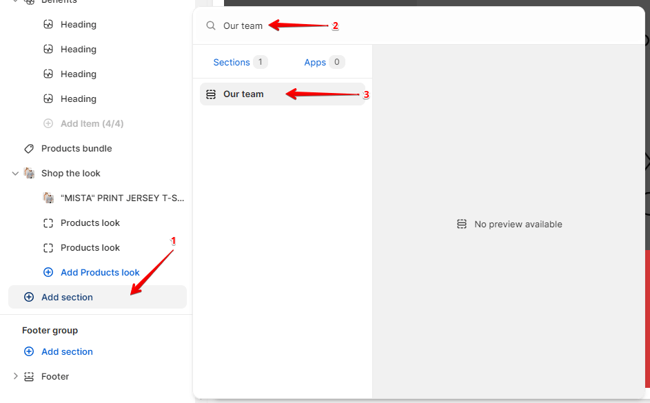 Adding a section