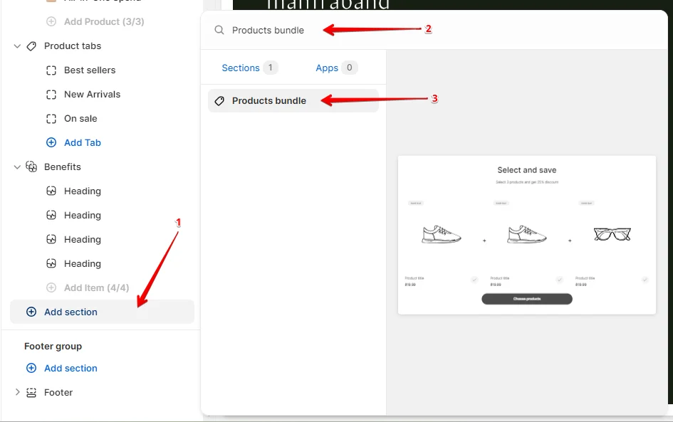 how to add a section