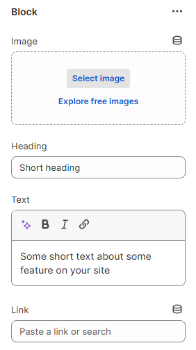 Blocks settings