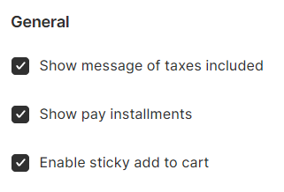 general checkboxes