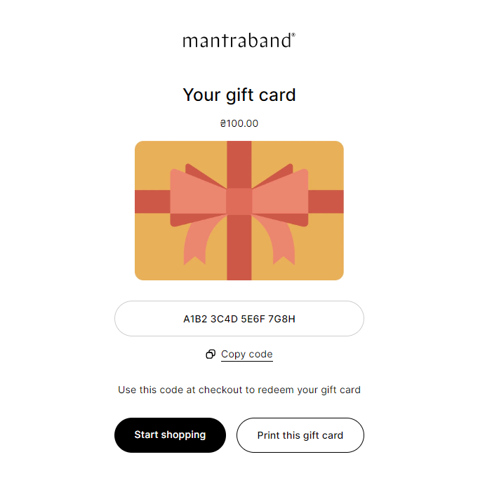 gift card view