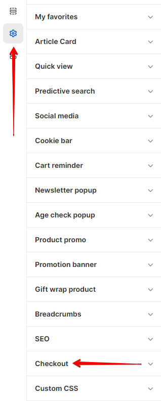 checkout settings
