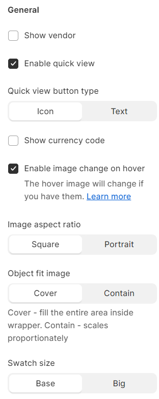 General settings