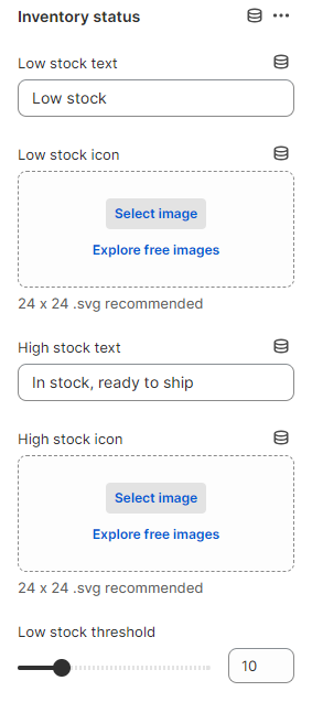 stock settings