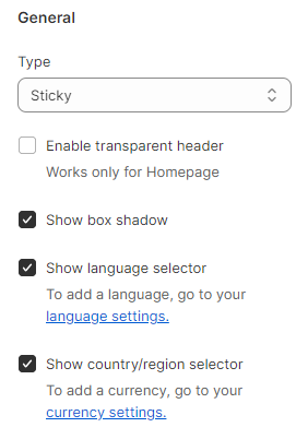 general settings