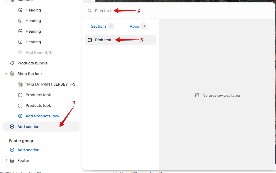 Adding a section