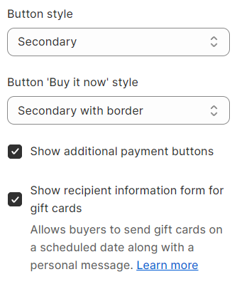add to cart block setting
