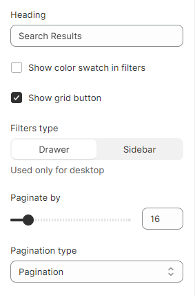 Section settings General
