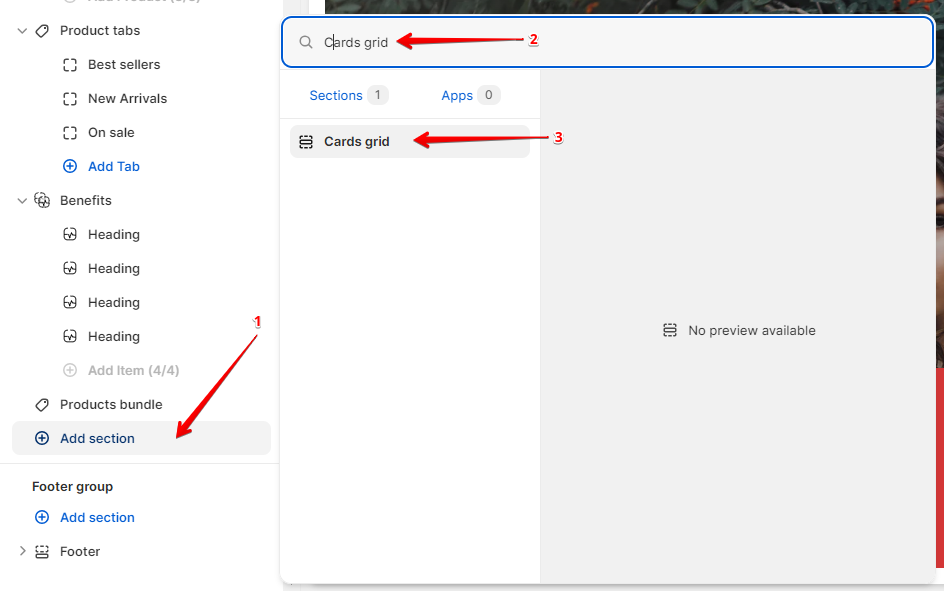 Adding a section