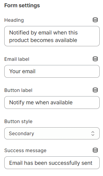 Form settings