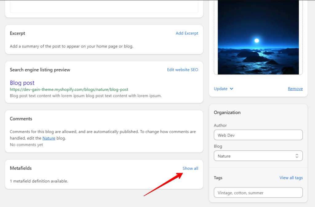 blog post setting