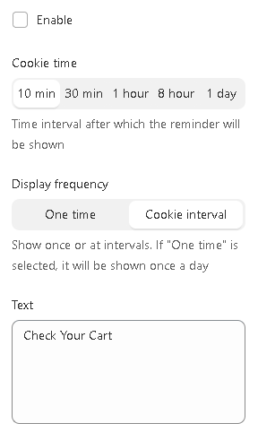 cart reminder general set
