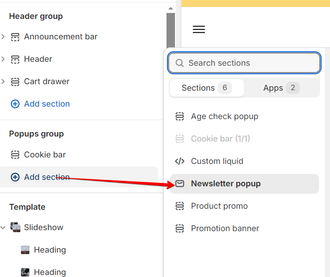 newsletter popup