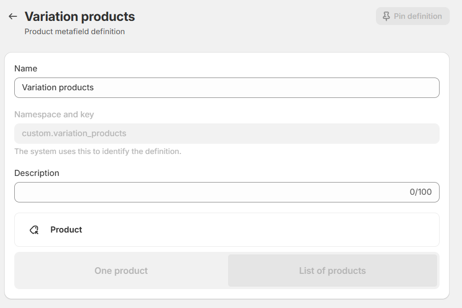 List of products