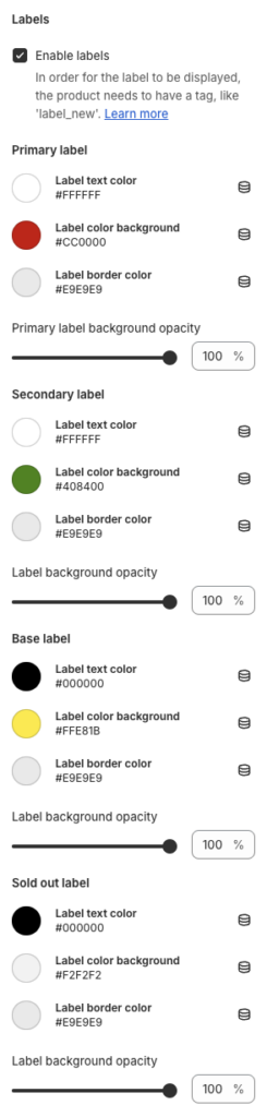 product labels