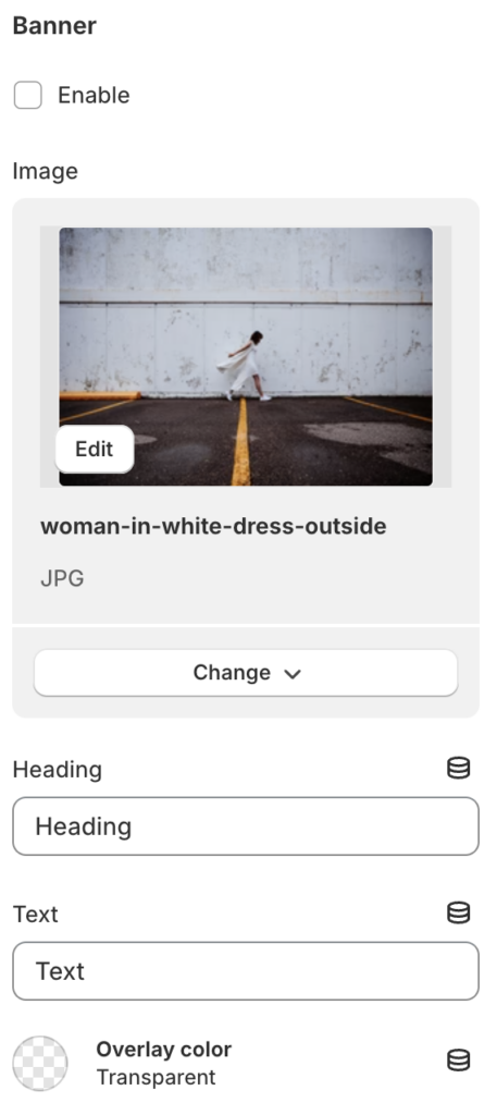 banner settings