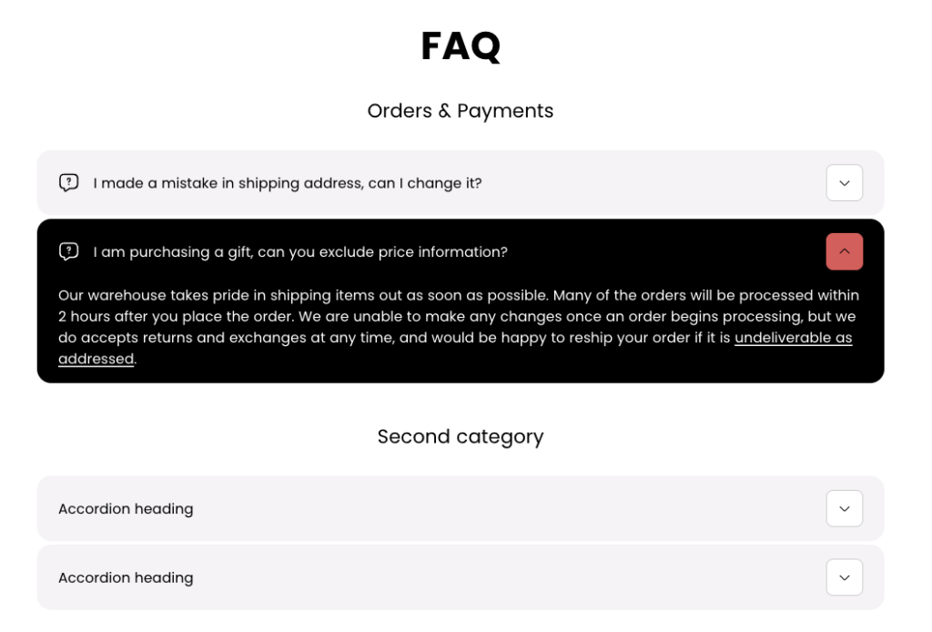 FAQ section