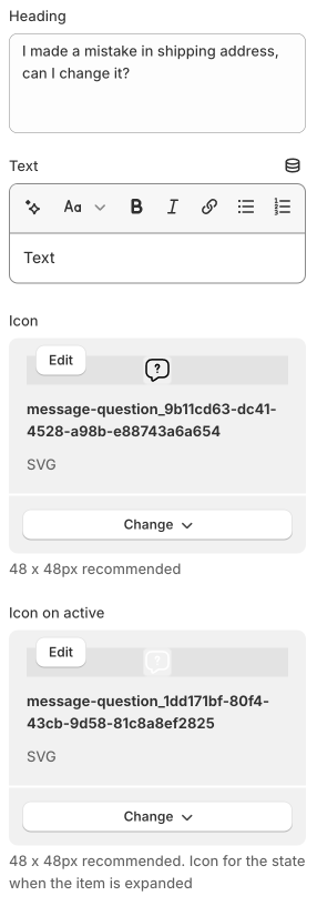 faq block settings