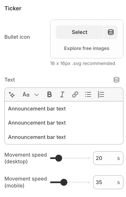 announcement bar ticker