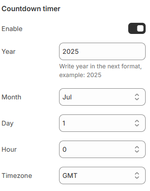 Banner timer settings