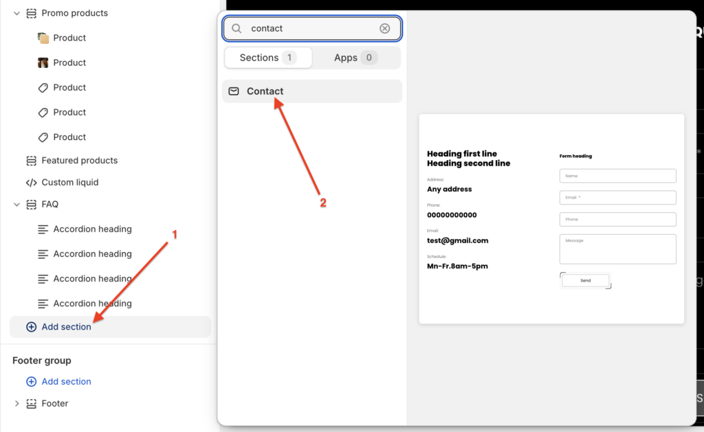Add contact section