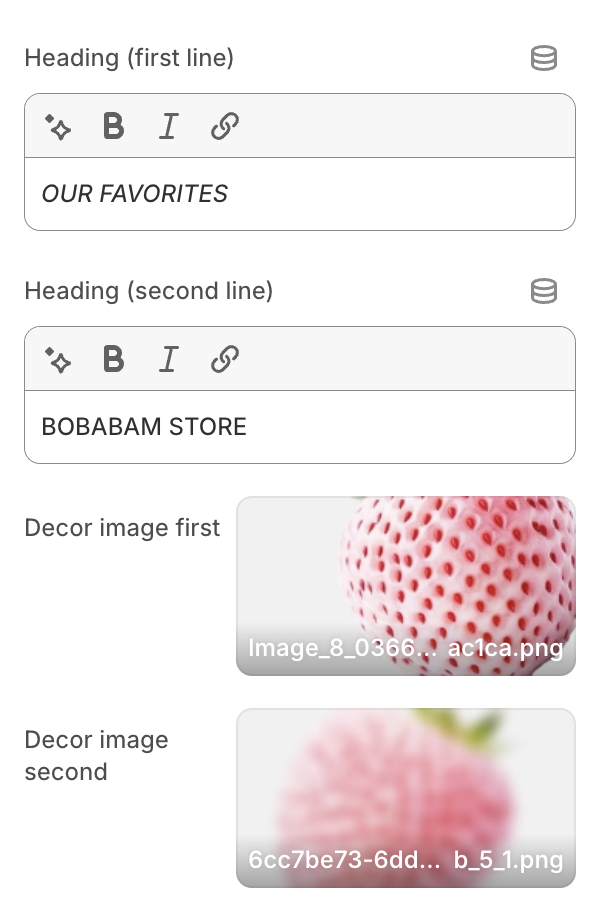 Contact section settings