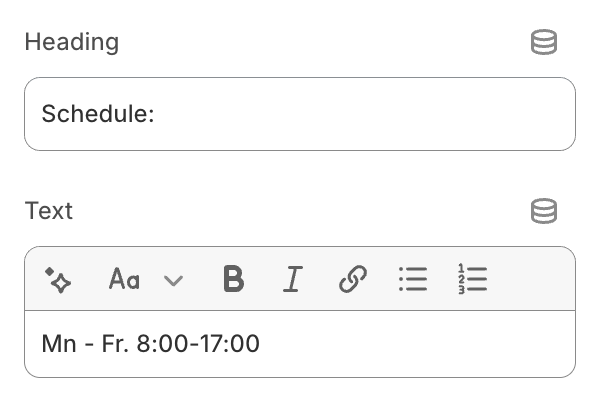 Contact template block settings