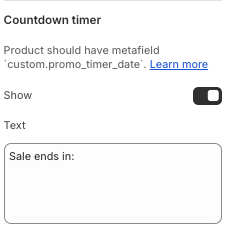 Countdown timer settings