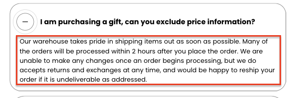 FAQ block text