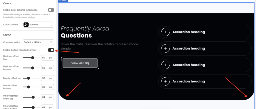 FAQ rounded corners