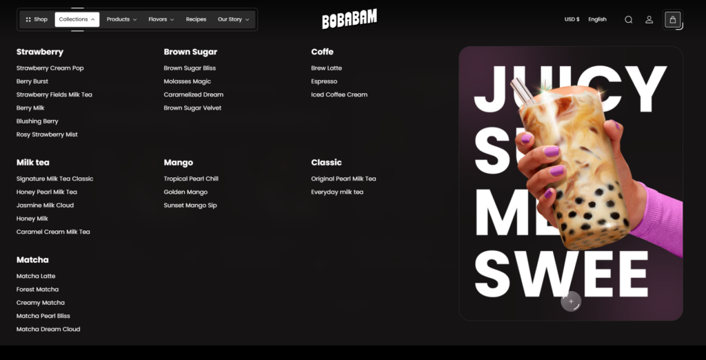 header mega menu