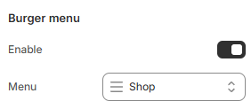 header settings burger menu