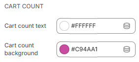 header settings color cart count