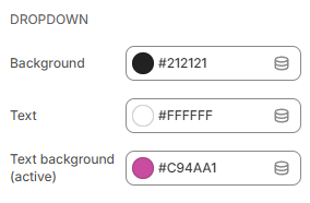header settings color dropdown menu