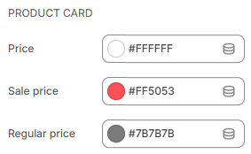 header settings color product card