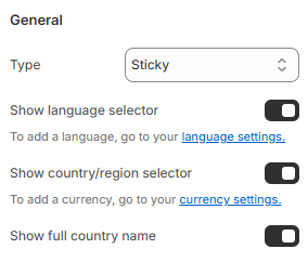 general header settings