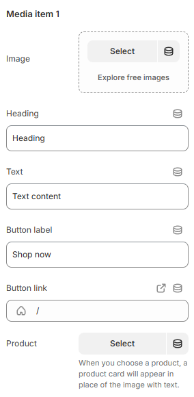 header settings mega menu media item