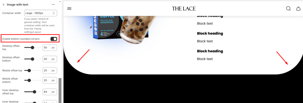 Image with text rounded corners