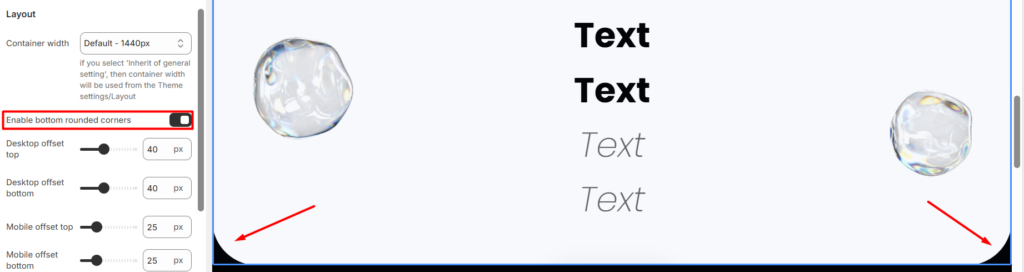 Our features rounded corners