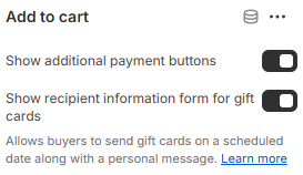 PDP Block Add to Cart settings